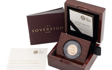 2019 Queen Elizabeth II gold proof Half Sovereign from The R...