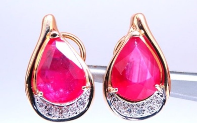 22.25ct Ruby Diamond Clip Earrings 14kt Gold