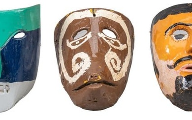 (3) Early 20th C. Mexican Folk Art Dance Masks