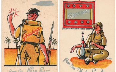 3 Greeting Postcards for British Soldiers - Holy Land
