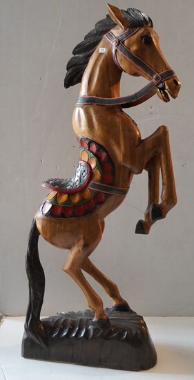 354- Cheval en bois sculpté H : 130 cm - Lot 354 - Siboni