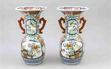 Pair of Japanese Export Vases with Imari-style Decor