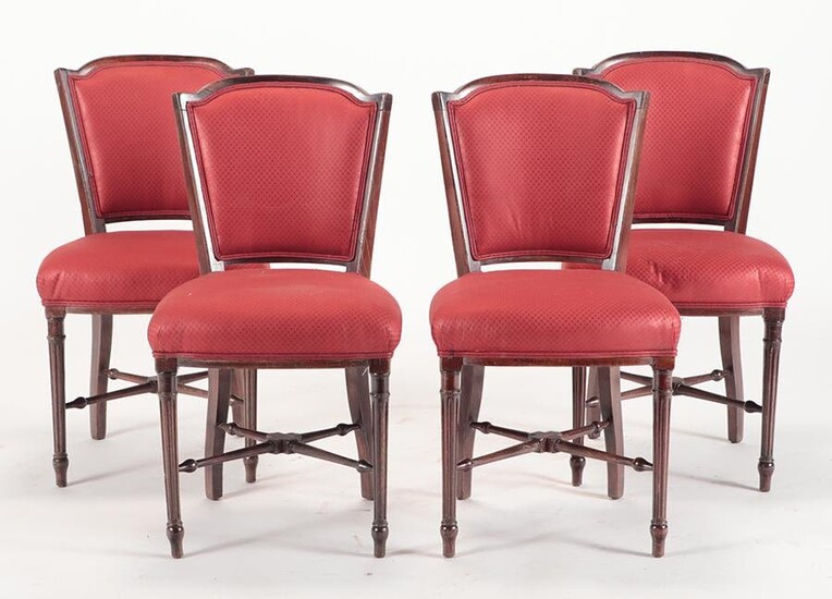 4 LOUIS XV STYLE UPHOLSTERED SIDE CHAIRS C 1920