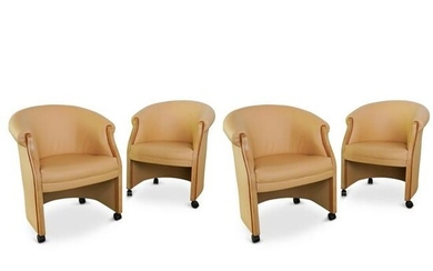 (4 Pc) Mid Century Rolling Chairs