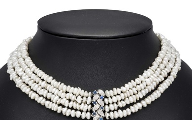 4-row freshwater pearl necklac