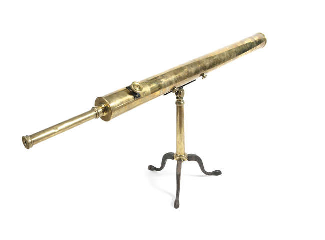 A 19TH CENTURY BRASS CASED ASTRONOMICAL TELESCOPE BY...