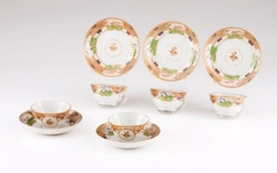 A set of five cups and saucers Chinese export porc…