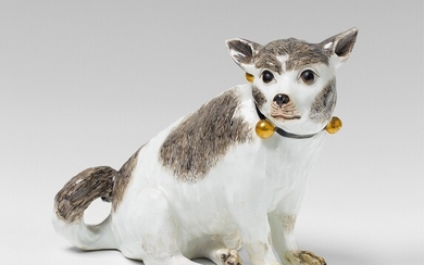 A Meissen porcleain model of a seated sheepdog