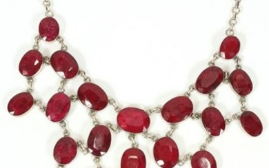 529CT RUBY AND STERLING SILVER NECKLACE
