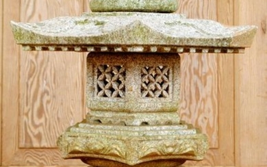 A CARVED GRANITE CHINESE PAGODA