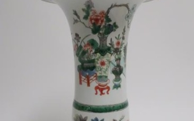 Chinese Famille Verte Gu Form Vase