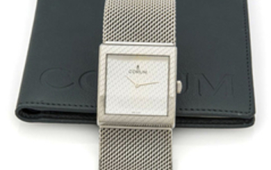 CORUM BUCKINGHAM REF. 157.171.20 STEEL A fine and unusual manual-winding stainless steel wristwatch.