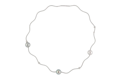 A cultured pearl and platinum necklace, by Boodle...