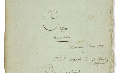 DELACROIX, Eugène (1798 – 1863). Cahier d'écolier avec dessins. 24 juillet 1811.