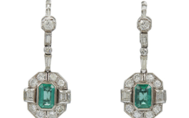 EMERALD AND DIAMOND EARRINGS WITH GIA REPORT