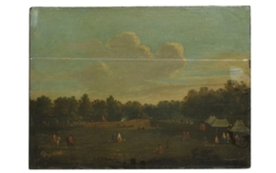 ENGLISH SCHOOL, 18TH CENTURY Military exercise in a...
