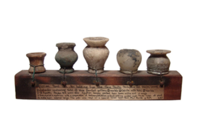 A fantastic collection of 5 Egyptian cosmetic vessels