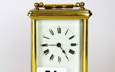 A gilt brass carriage clock, H. 15cm.