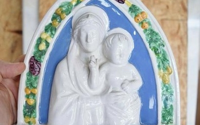 Glazed Ceramic Wall Plaque of Mary - Madonna & Child +