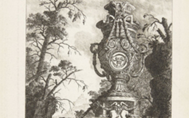 LE GEAY (J.-L.). Collection de divers sujets de vases, tombeaux, ruines et fontaines… Paris, Mondhare, 1770, in-4°, demi-basane à coins, dos lisse orné (reliure ancienne).