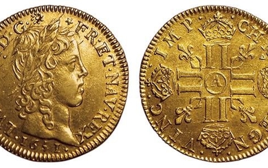 Louis XIV. Louis d'or mèche longue 1651 A. Paris. …