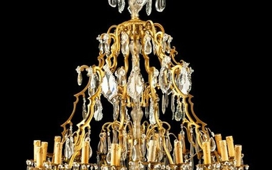 A Louis XV Style Gilt Bronze and Cut Glass