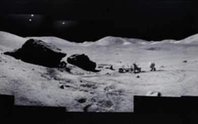 Michael Light, Composite of Eugene Cernan and the Lunar Rover at "Split Rock", Photographed by Harrison Scmitt, Apollo 17, December 7-19, 1972, from the project Full Moon
