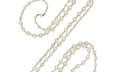 Natural Pearl, Cultured Pearl and Diamond Necklace, Dreicer