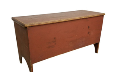 Red-painted Pine Six-board Chest