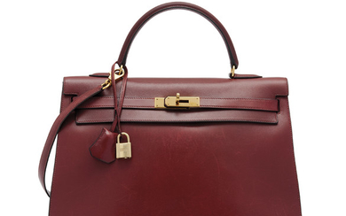 A ROUGE H CALF BOX LEATHER SELLIER KELLY 35 WITH GOLD HARDWARE, HERMÈS, 1998