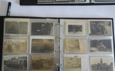 Two folders containing a large selection of mainly motorcycle related period photographs.