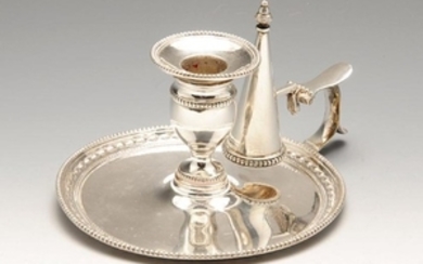 A Victorian silver chamberstick, the circular base with
