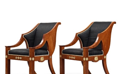 A pair of Swedish Empire armchairs, Stockholm, first half of the 19th century.