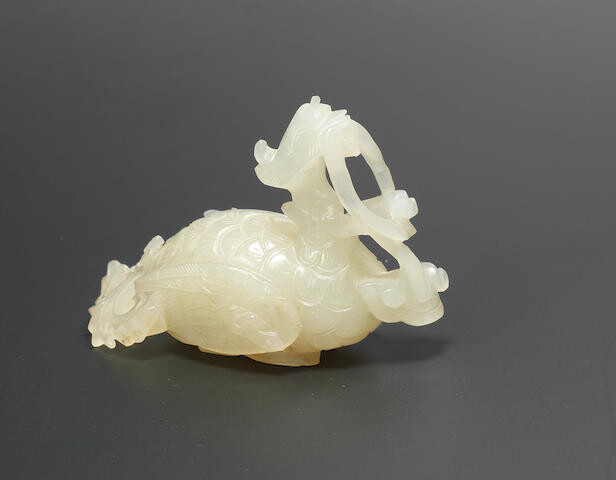 A rare white jade carving of a phoenix