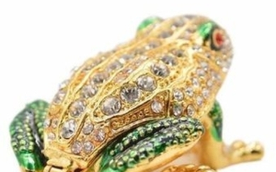 Gold coloured Frog with Rhinestones.