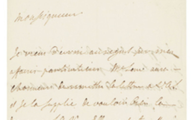 LAW, John (1671-1729). Autograph letter signed ('Law') to an unidentified recipient [Louis Henri, Duc de Bourbon (1692-1740)]), Venice, 1 March 1721.