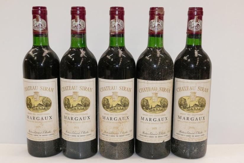 6 Btles Château Siran Margaux (5 Btles de 1975 éti…