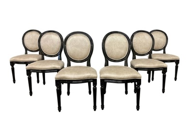 (6) LOUIS XVI STYLE MEDALLION BACK DINING CHAIRS