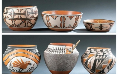 6 Pieces of Santo Domingo Pueblo & Acoma pottery.