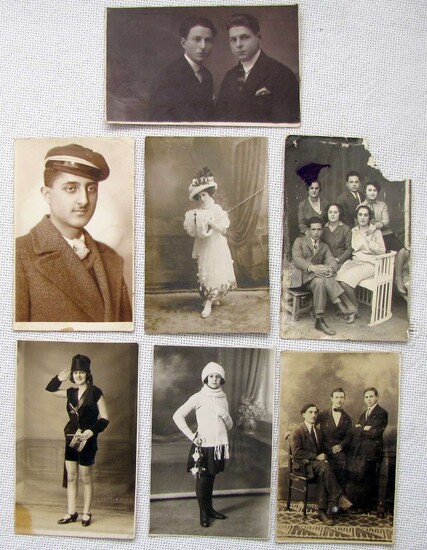 7 Antique photos of Jewish people, Romania Bucharest, PC size
