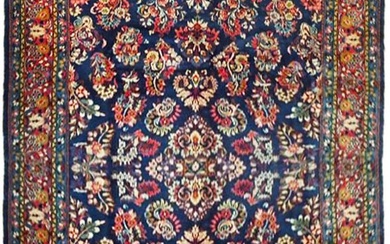 7 x 10 Navy Blue Fine Persian Sarouk Wool Rug