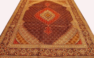 7 x 10Quality 400 KPSI Black Persian Tabriz Mahi Rug - Wool & Silk