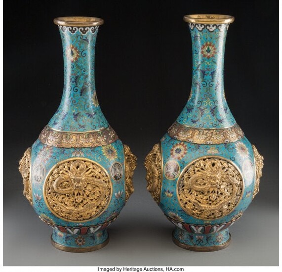 78254: A Pair of Chinese Cloisonné and Gilt Meta