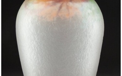 79054: Large Pairpoint AmberoReverse-Painted Glass Vase