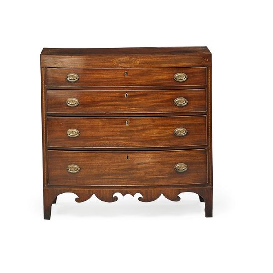GEORGE III MAHOGANY BOW FRONT CHEST OF DRAWERS