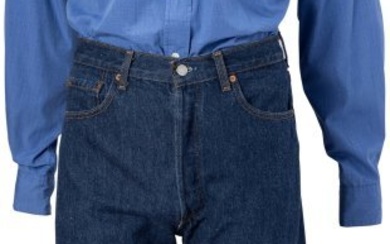 89754: "Jerry Seinfeld" Blue Plaid Button-Down Shirt an