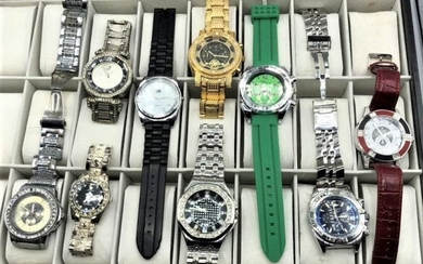 [9] Men's Large BLING Wristwatches - Assorted Variety
