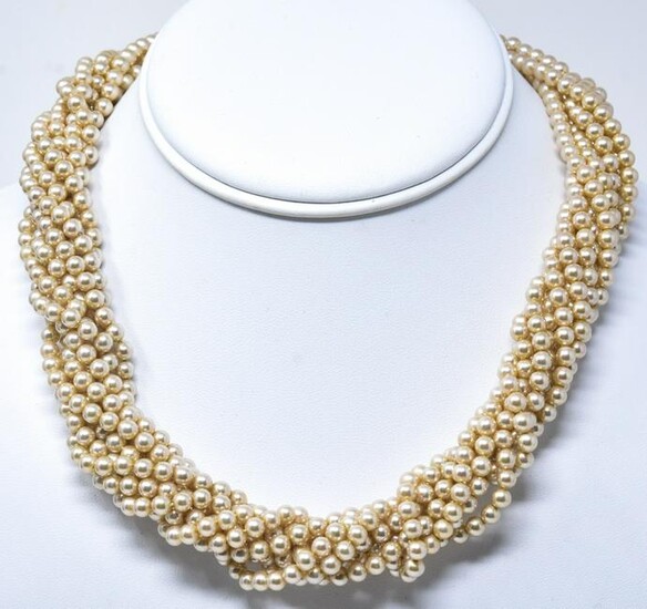 9 Strand Pearl Necklace W Jeweled Clasp