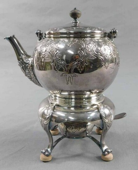 Silver. Teapot with teapot warmer./Silber. Teekanne mit