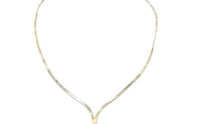 9ct hallmarked gold tri-colour 40cm necklet - 3.2g and in a ...